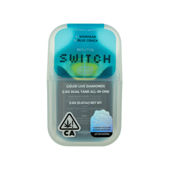Boutiq Switch Glow Dual Tank Disposable – Warhead × Blue Crack | 2g Liquid Live Diamonds | Glow-in-the-Dark Vape