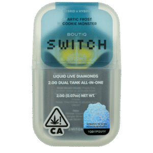 Boutique Switch Glow 2g Dual Tank Disposable | Arctic Frost x Cookie Monster | Liquid Live Diamonds | Glow-in-the-Dark Vape