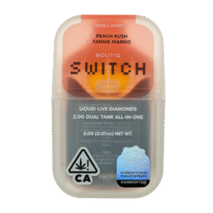 Boutique Switch Glow 2g Dual Tank Disposable | Peach Kush x Tangie Mango | Liquid Live Diamonds | Glow-in-the-Dark Vape