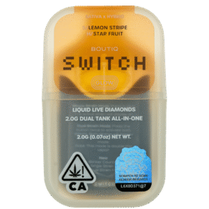 Boutique Switch Glow in the Dark | 2g Dual Tank Disposable | Lemon Stripe x Star Fruit | Liquid Live Diamonds