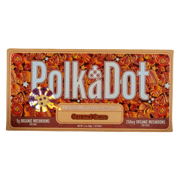 PolkaDot Caramel Crave | 5g Mushroom Belgian Chocolate Bar | 250mg Per Piece
