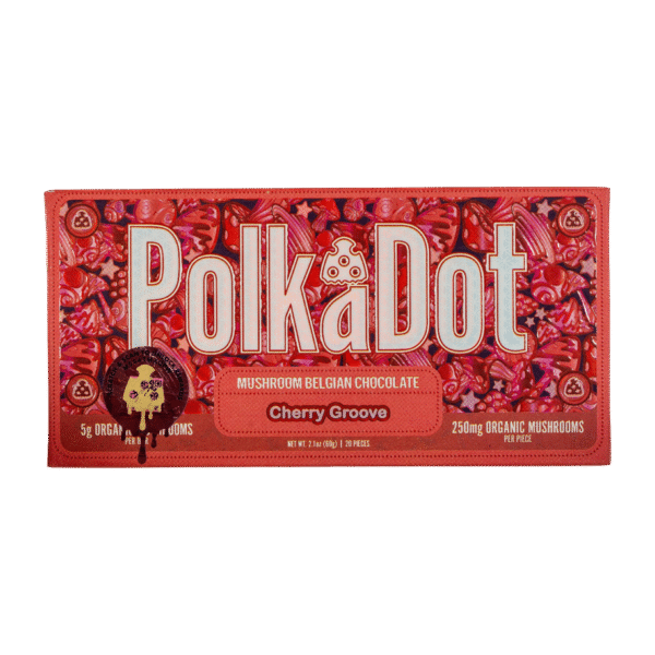 PolkaDot Cherry Groove | 5g Mushroom Belgian Chocolate Bar | 250mg Per Piece