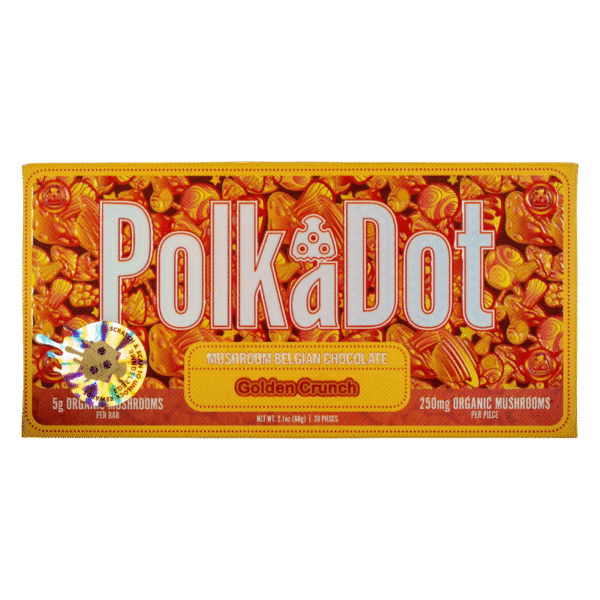 PolkaDot Golden Crunch | 5g Mushroom Belgian Chocolate Bar | 250mg Per Piece