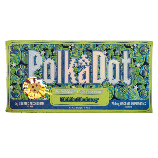 PolkaDot Matcha Blueberry | 5g Mushroom Belgian Chocolate Bar | 250mg Per Piece