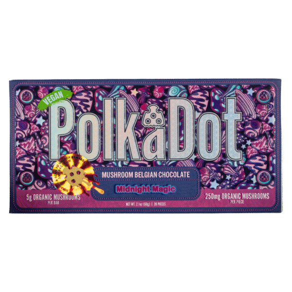 PolkaDot Midnight Magic (Vegan) | 5g Mushroom Belgian Chocolate Bar | 250mg Per Piece