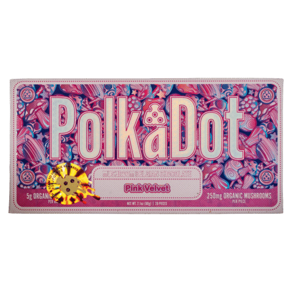 PolkaDot Pink Velvet | 5g Mushroom Belgian Chocolate Bar | 250mg Per Piece